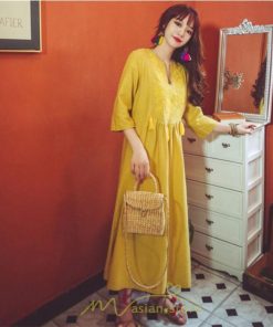 マキシ | リゾートワンピース レディース サマードレス ロング 五分袖 沖縄 旅行用 大人 20代 30代 40代 可愛い バカンス ふんわり フェミニン お洒落 民族風