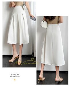 スカート | ハイウエスト ロングレトロ Aライン女性 マキシ丈ボトムス 春秋夏 お洒落 通勤 エレガント プリーツ20代30代40代