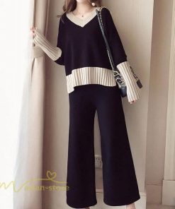 セットアップ | 2点セット ニットセーター レディース 秋 冬 長袖 セーター 上下セット かわいい 20代 30代 カジュアル 40代 ワイドパンツ 着痩せ 50代 新作
