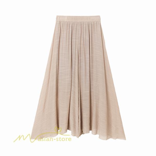 新作 | リネンパンツ 夏 ガウチョパンツ スカーチョ 体型カバー ワイドパンツ レディース ガウチョ ボトムス ゆったり 涼しい キュロット 春夏 ウエストゴム ズボン