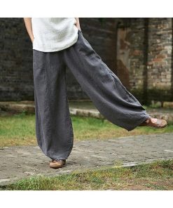 ワイドパンツ | 夏パンツ レディース パフパンツ ロングパンツ 綿麻パンツ 涼しい ゆったり ウエストゴム 可愛い 20代30代40代50代60代 無地 大人 大きめ