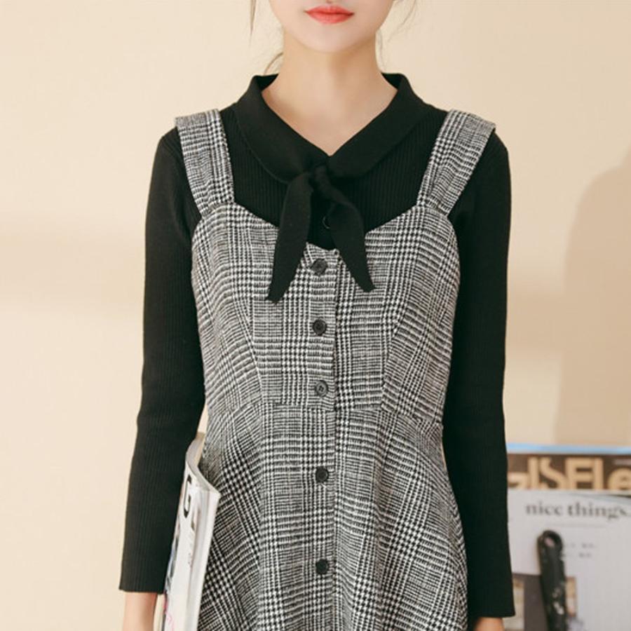 オールインワン | スカート ワンピース ロング 秋冬 チェック ジャンパースカート サロペット オールインワン 大人 グレンチェック