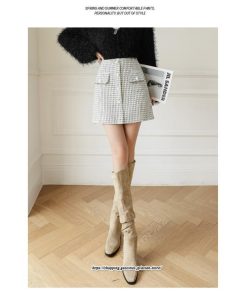 スカート | ミニレディース Aライン ハイウエスト ショート丈 カジュアル お出かけ 通勤 着回し オシャレ 新作 韓国風 ラシャ 暖か キレイめ 2022秋冬