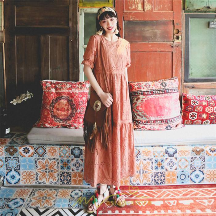 マキシ | ワンピース 夏 レース 半袖 ロングワンピ ワンピ ロング丈ワンピース ロングワンピース 無地 可愛い ナチュラル きれいめ 外出 大人 お出かけ かわいい 着痩せ