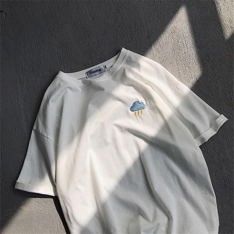 Tシャツ | Tシャツ メンズ 半袖 無地 レディース 天気 刺繍 カジュアル シンプル 夏新作 ゆったり 半袖カットソー 夏 大きいサイズ 2022 ゆったり ファッション