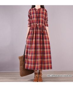 マキシ | チェックワンピース 秋ワンピース ロングワンピース 長袖ワンピース レディース ワンピース 秋物 ロング丈 ゆったり チェック柄 長袖 リボン付き 大人 30代