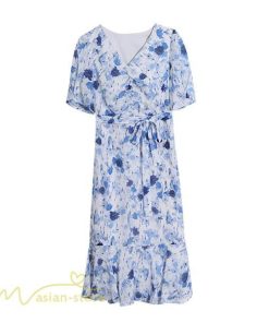 ミディアム | ワンピース レディース 春 夏 着痩せ 花柄 きれいめ サマー おしゃれ 上品 ひざ丈 半袖 サマーワンピース レトロ風 韓国風 通勤通学 お出かけ