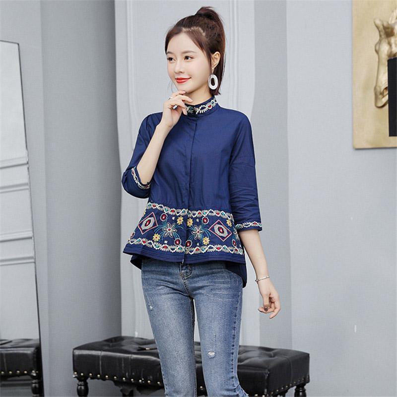 シャツ・ブラウス | シャツ ブラウス レデイース 刺繍 花柄 トップス ファッション シンプル デイリーコーデ エスニック トレンド お出かけ フェミニン エレガント カジュアル