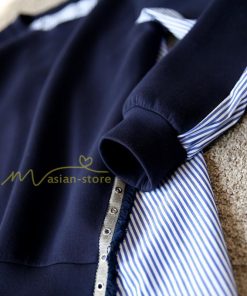 ｔシャツ・カットソー | トレーナー レディース 春秋 トップス シャツ 切り替え カワイイ 長袖 Tシャツ 前後差 ゆったり 20代30代 重ね着風 レイヤード 大人 無地 女の子 ストライプ