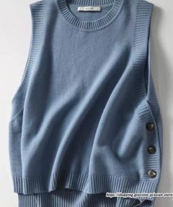 ベスト | ニットニットタンクトップ レディース ニット タンクトップ トップス 重ね着 ノースリーブ タンク セーター コーデ 秋 チョッキ ボタン付き