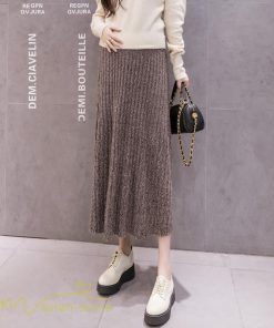 スカート | マタニティ秋 冬 ニット コーデ ロング丈 Aラインマタニティウェア 産前 産後 ゆったり ウエスト調整 きれいめ ハイウエスト 上品