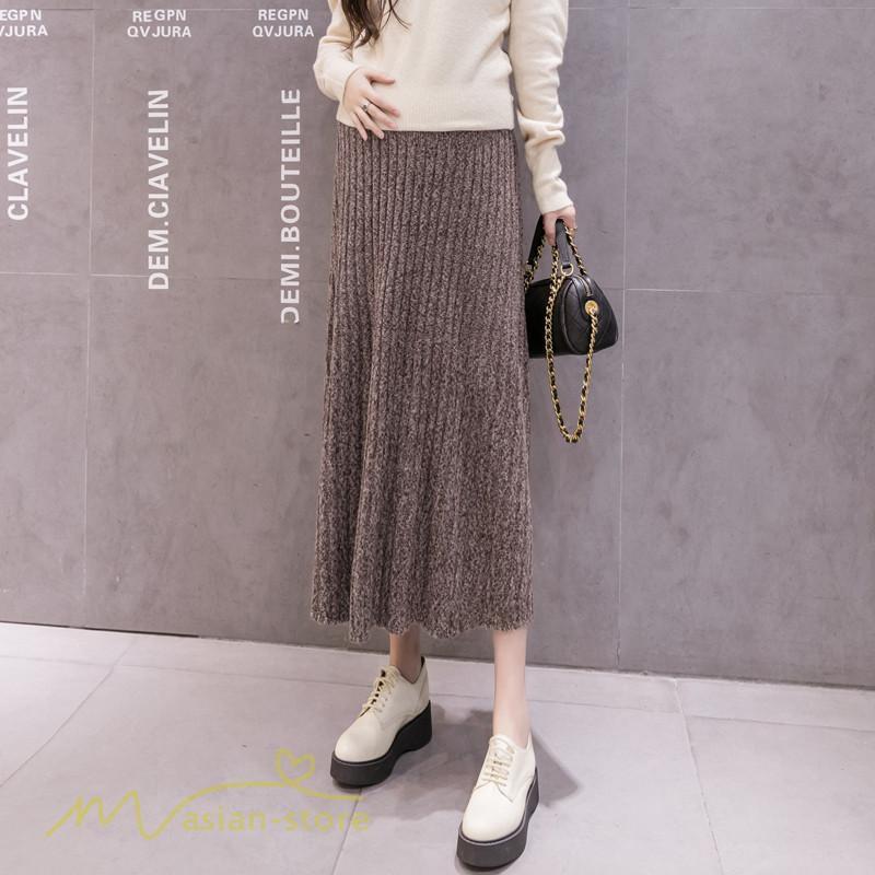 スカート | マタニティ秋 冬 ニット コーデ ロング丈 Aラインマタニティウェア 産前 産後 ゆったり ウエスト調整 きれいめ ハイウエスト 上品