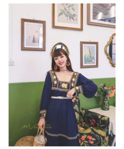 マキシ | ロングワンピース 長袖 レディース 秋物 刺繍 ダンス Aラインワンピース 舞台 パーティーワンピース 50代60代 30代40代 長袖ワンピース ゆったり コスプレ