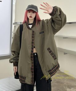 コート・ジャケット | ブルゾン レディース 秋 アウター ジャケット ジャンパー 上着 羽織り Oversize スタジャン メンズ 男女兼用 大きいサイズ 切り替え スタンドカラー