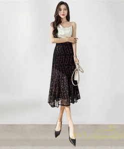 スカート | レーススカートロング丈 ハイウエスト エレガント キレイめ 通勤 日常 大人 リゾートロング 秋 花柄 柔らか 無地 ボトムス レディース ンプル