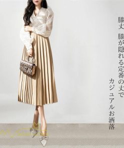 スカート | プリーツロング丈 ハイウエスト 春 着痩せ おしゃれ お誕生日 スカート夏 レディース ボトムス ロング膝下 ママ 通勤通学 大人 OL 母