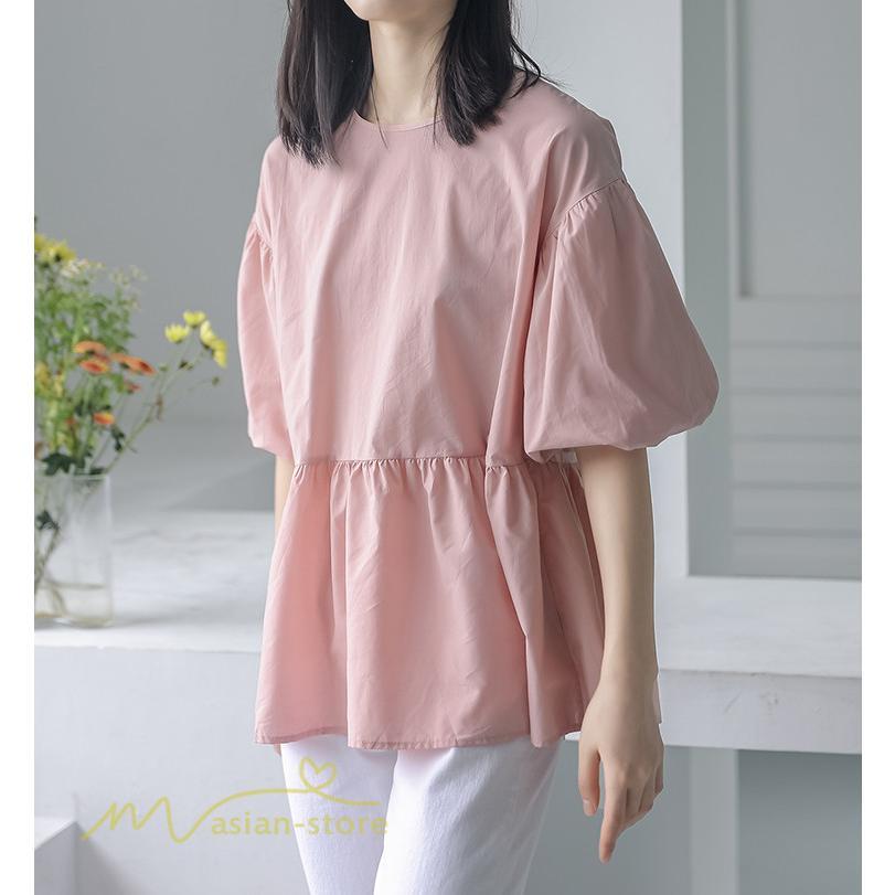 tシャツ・カットソー | Tシャツ レディース トップス サマー 半袖 無地 ゆったり ゆったり 可愛い フェイク 春物 夏服 カットソー 20代30代40代 ブラウス 薄手 体型カバー シンプル