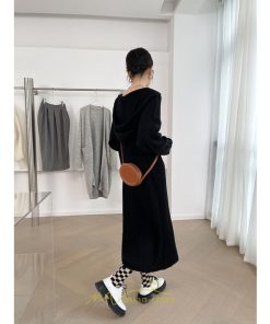 ニットワンピース | ワンピース 春 春服 レディース 長袖 ゆったり 秋 冬 ロング丈 可愛い おしゃれ 韓国風 着痩せ お出かけ 暖か 体型カバー 韓国ファッション