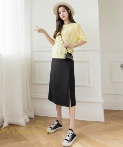 スカート | マタニティレディース 裾口スリット 上品 マタニティウェア 春 夏 大きいサイズ 無地 ウエスト調整 産前産後 マタニティ 妊婦服 妊婦 通勤