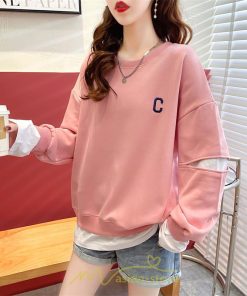 パーカー | トレーナー Tシャツ ロングT レディース 長袖 重ね着風 秋 冬 プルオーバー 可愛い オーバーサイズ ビッグシルエット 韓国ファッション 大きいサイズ