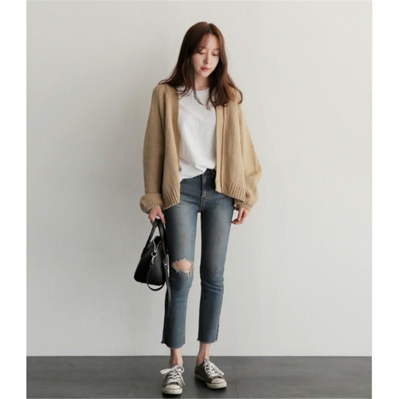 カーディガン | ニットレディース ショート丈 セーター 羽織り 可愛い 長袖 秋物 アウター 20代40代 通学通勤 秋冬服 トップス 無地