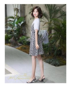 ミディアム | ワンピース レディース 重ね着風 きれいめ 半袖 ミディアムワンピース 着痩せ シフォン カジュアル 大きいサイズ 膝丈 おしゃれ サマーワンピース 可愛い 上品