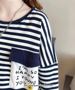 パーカー | トレーナー レディース スウェット 大きいサイズ 韓国 トップス 長袖 おしゃれ ボーダー柄 Tシャツ 大きいサイズ 体型カバー 送料無料 大きいポケット