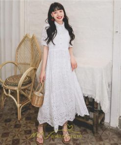 マキシ | リゾートワンピ ビーチウェア リゾート ワンピース レース 夏 秋 大人可愛い リゾート お出かけ 愛されコーデ 流行 お茶会 半袖 女子会 ダンス 学園祭 撮影会