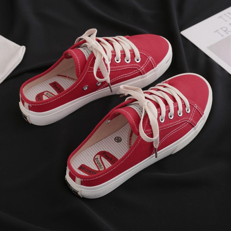 シューズ | スニーカー キャンバス 歩きやすい スリッポン かかとなし ローカット レディース スニーカー 春夏 美脚 スニーカー