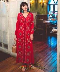 マキシ | ワンピース 長袖 レディース ロング丈 マキシ丈 綿麻 コットン リネン Aライン ゆったり 体型カバー 大人 可愛い 海外旅行 秋 夏 エスニック ナチュラル 春