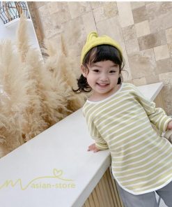 衣装 服 | Tシャツ 2021新作 子供 キッズTシャツ 韓国風 長袖 無地 ストライプ クルーネック おしゃれ 可愛い シンプル アウトドア 8色 お出かけ 男女兼用 春物 着回し