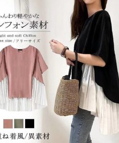 シャツ・ブラウス | トップス ブラウス 裾レイヤード 重ね着 無地 通勤 セレモニー きれいめ レディース 春 ファッション カジュアル 優雅 細身 シフォン エレガント 夏物 重ね着風