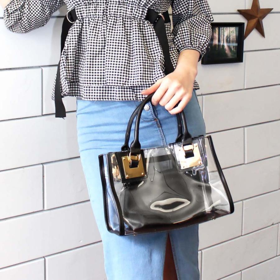 トートバッグ | レディース PVC 春夏 ショルダーバッグ クリアバッグ プールバッグ 透明