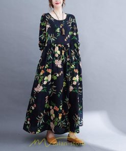 マキシ | 長袖ワンピース 秋物 レディース ロングワンピース 花柄 夏 30代40代 大人 秋ワンピース 新作 ワンピース Aラインワンピ ゆったり 旅行 広い裾 可愛い 揺れる