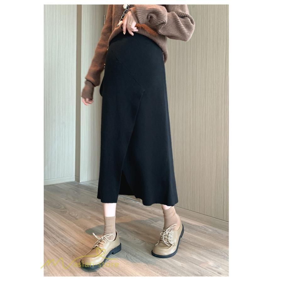 スカート | レディース マタニティウェア ロング丈 秋 冬 2022新作 妊婦服 裾口スリット 体型カバー ママ 産前 産後 ウエスト調整 マタニティきれいめ