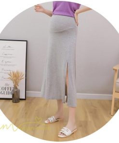 スカート | マタニティ スカートプリーツマタニティロング丈 ミモレ丈 裾口スリット 春 夏 マタニティウェア ウエスト調整 無地 産前産後 着痩せ 上品