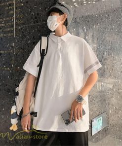 Tシャツ | ポロシャツ シャツ メンズ 薄手 夏新作 カジュアル 無地 トップス サマーシャツ カットソー おしゃれ ゆったり ギフト 大きいサイズ プレゼント 黒 白