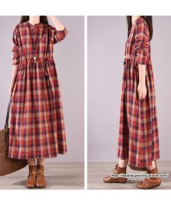 マキシ | チェックワンピース 秋ワンピース ロングワンピース 長袖ワンピース レディース ワンピース 秋物 ロング丈 ゆったり チェック柄 長袖 リボン付き 大人 30代