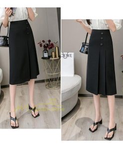 スカート | タイトボタン 膝下 ミディアム丈 ミモレ丈 キレイめ プリーツ通勤通学 ビジネス OL オフィス 春夏秋 2022新作 20代30代40代 着回し 無地人気