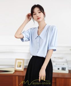 シャツ・ブラウス | ブラウス 半袖 レディース シャツ おしゃれ トップス レトロ オフィス 通勤 夏コーデ シンプル Vネック 上品 華奢見え 20代30代40代 着痩せ エレガント