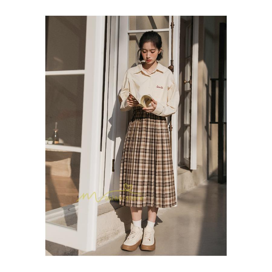 スカート | レディース プリーツマキシロング丈 ロングウエストゴム 大人 20代 30代 40代 OL カジュアル チェック柄 ママ 通勤通学 母