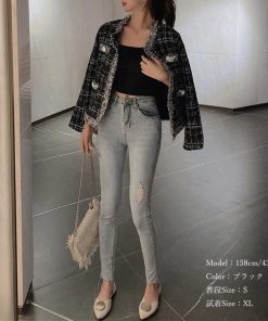 ジャケット・ブルゾン | ツイード風 ジャケット レディース韓国風