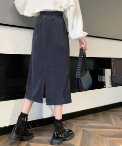 ロングスカート | コーデュロイスカート バックスリット秋冬