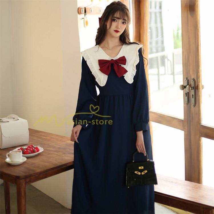 マキシ | 秋ワンピース 長袖 通学通勤 大人 可愛い ロングワンピース 着痩せ ちょう Aラインワンピース 無地 20代30代 40代 レディース お呼ばれ 秋物 エレガント