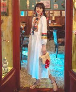 マキシ | ワンピース 個性的 ロングワンピース 細見えワンピース エスニック 綿麻 リゾート ワンピ 長袖 刺繍 カジュアル 大人 春夏秋 きれいめ 上品 ゆったり 体型カバー