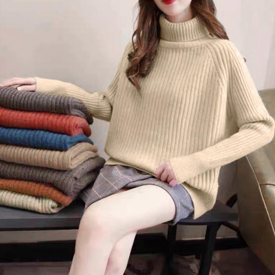 ニット・セーター | リブニットトップス タートルネック 韓国