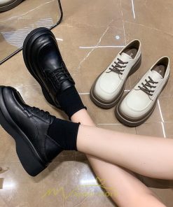 ローファー | レディース 厚底シューズ  JK パンプス 太めヒール 靴ひも 黒 女子靴 オシャレ 通学 コンフォート 通勤 10代20代30代40代 送料無料