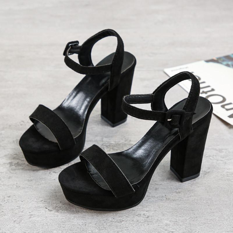サンダル ミュール | スエードサンダル ラウンドトゥ 太ヒール ストラップサンダル 大きいサイズ サンダル 黒 スエード調 靴 シューズ ハイヒール 大人 30代 二次会 無地