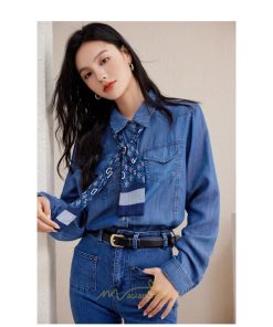 シャツ・ブラウス | デニムシャツ シャツ トップス レディース ブラウス 着痩せ デニム カジュアル エレガント 通勤 通学 オシャレ キレイめ 2022 上品 ナチュラル 秋服 可愛い