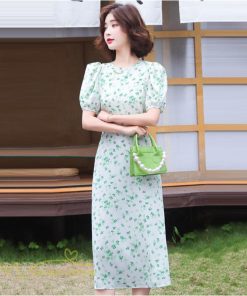 ミディアム | サマーワンピース レディース 着痩せ 半袖 花柄 ワンピース バックファスナー ワンピース 膝丈 ミディアムワンピース 上品 通勤通学 30代 上品 40代 お出かけ